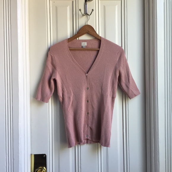 a new day Tops - a new day Blush Pink Ribbed Short Sleeve Henley